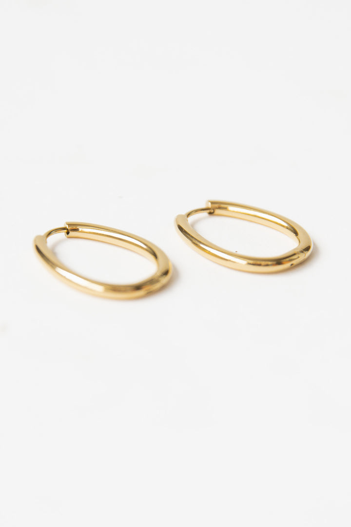 18k Plated Gold Egg Shape Hoop Earrings - Final Sale