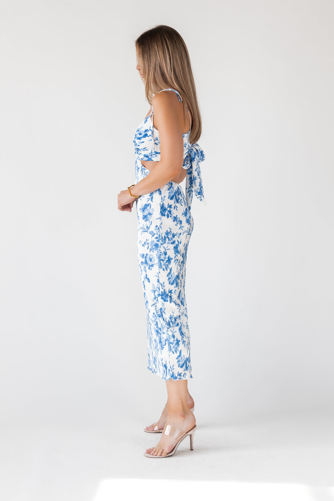 Adair Blue Floral Plisse Dress