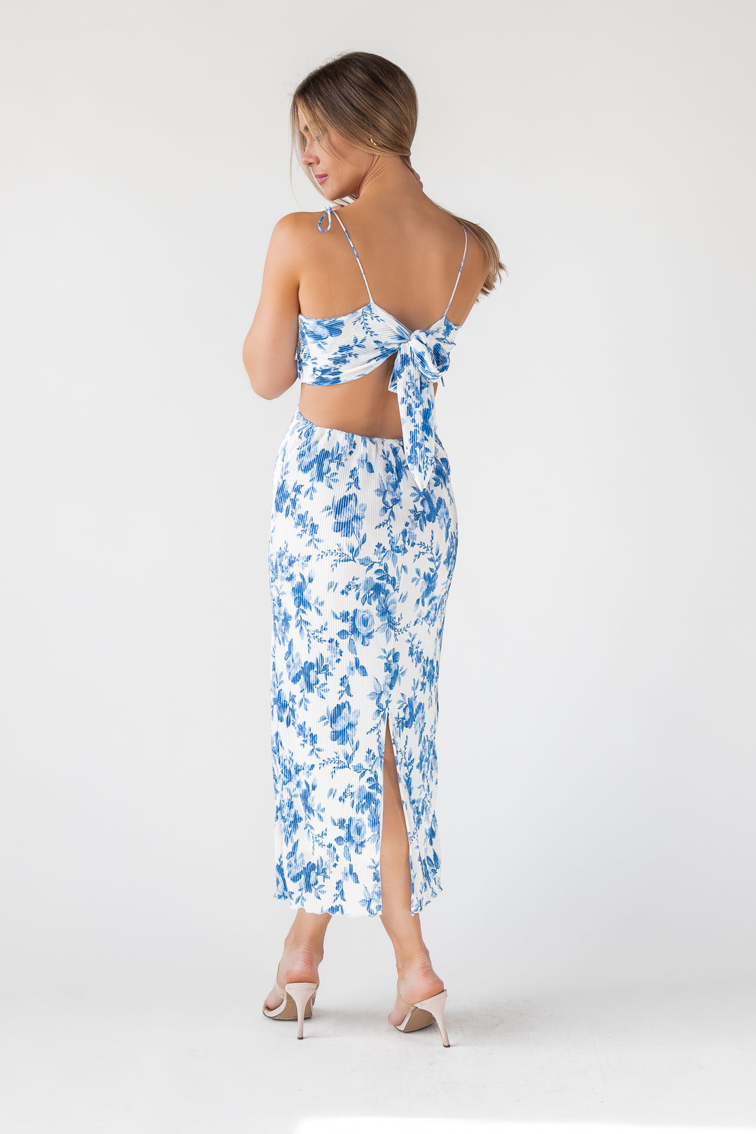 Adair Blue Floral Plisse Dress