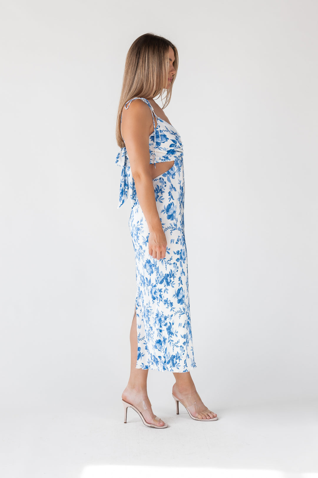 Adair Blue Floral Plisse Dress