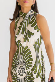 Alaina Olive Abstract Midi Dress