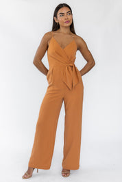 Alexa Tan Tie Waist Jumpsuit - Final Sale