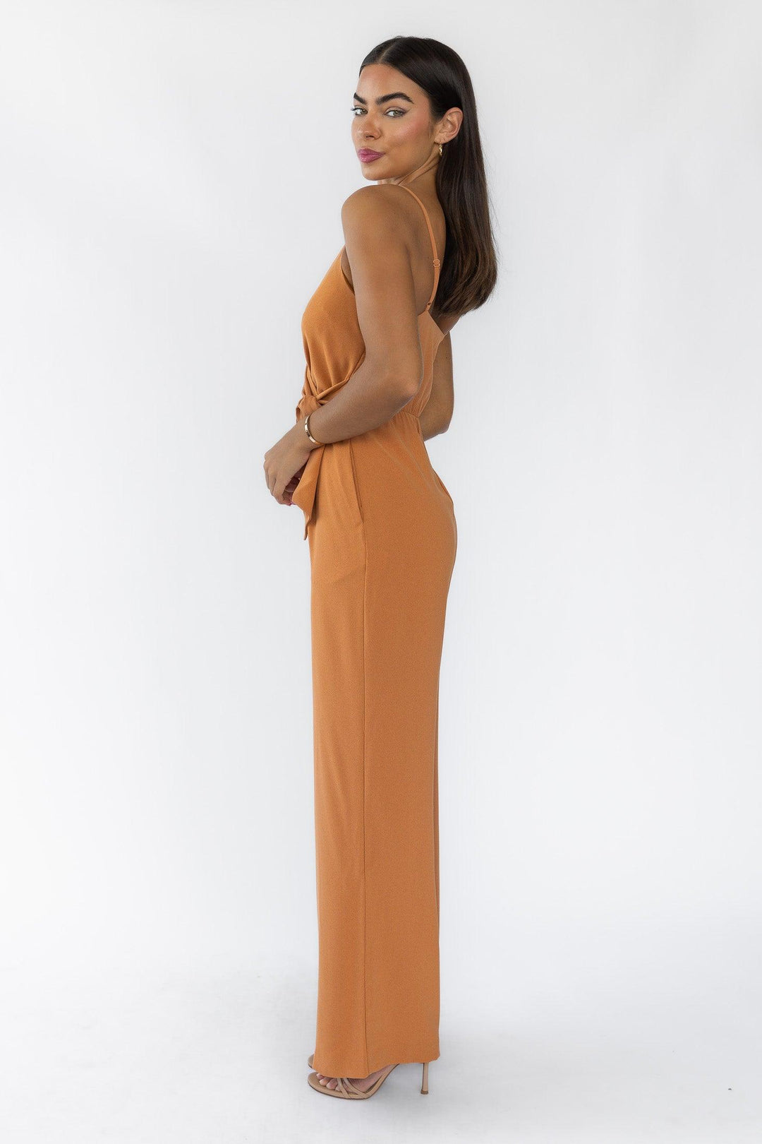 Alexa Tan Tie Waist Jumpsuit - Final Sale