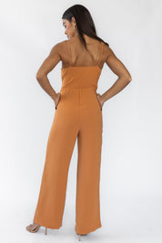 Alexa Tan Tie Waist Jumpsuit - Final Sale