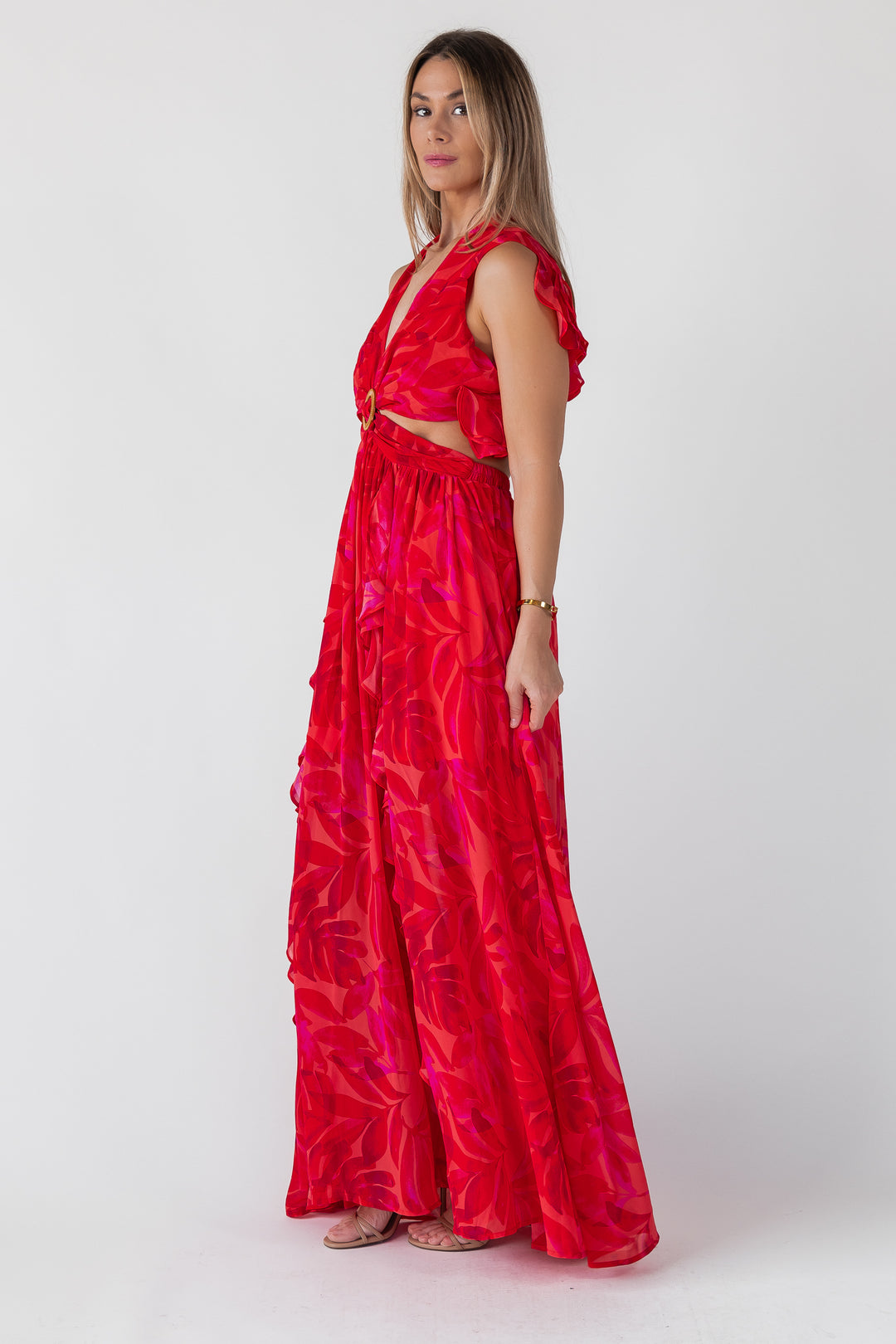 Athena Red Cutout Maxi Dress