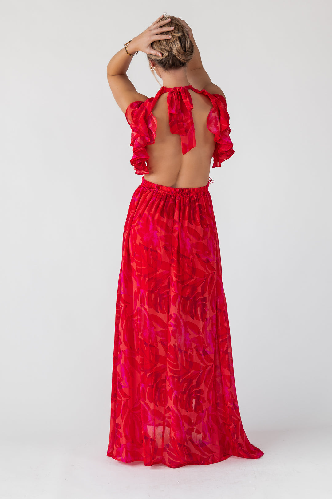 Athena Red Cutout Maxi Dress