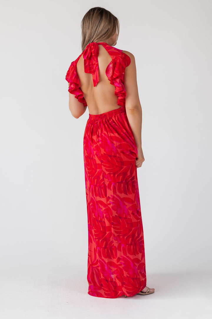 Athena Red Cutout Maxi Dress