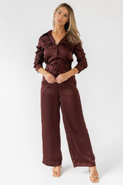 Beck Chocolate Satin Jumpsuit