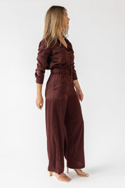 Beck Chocolate Satin Jumpsuit