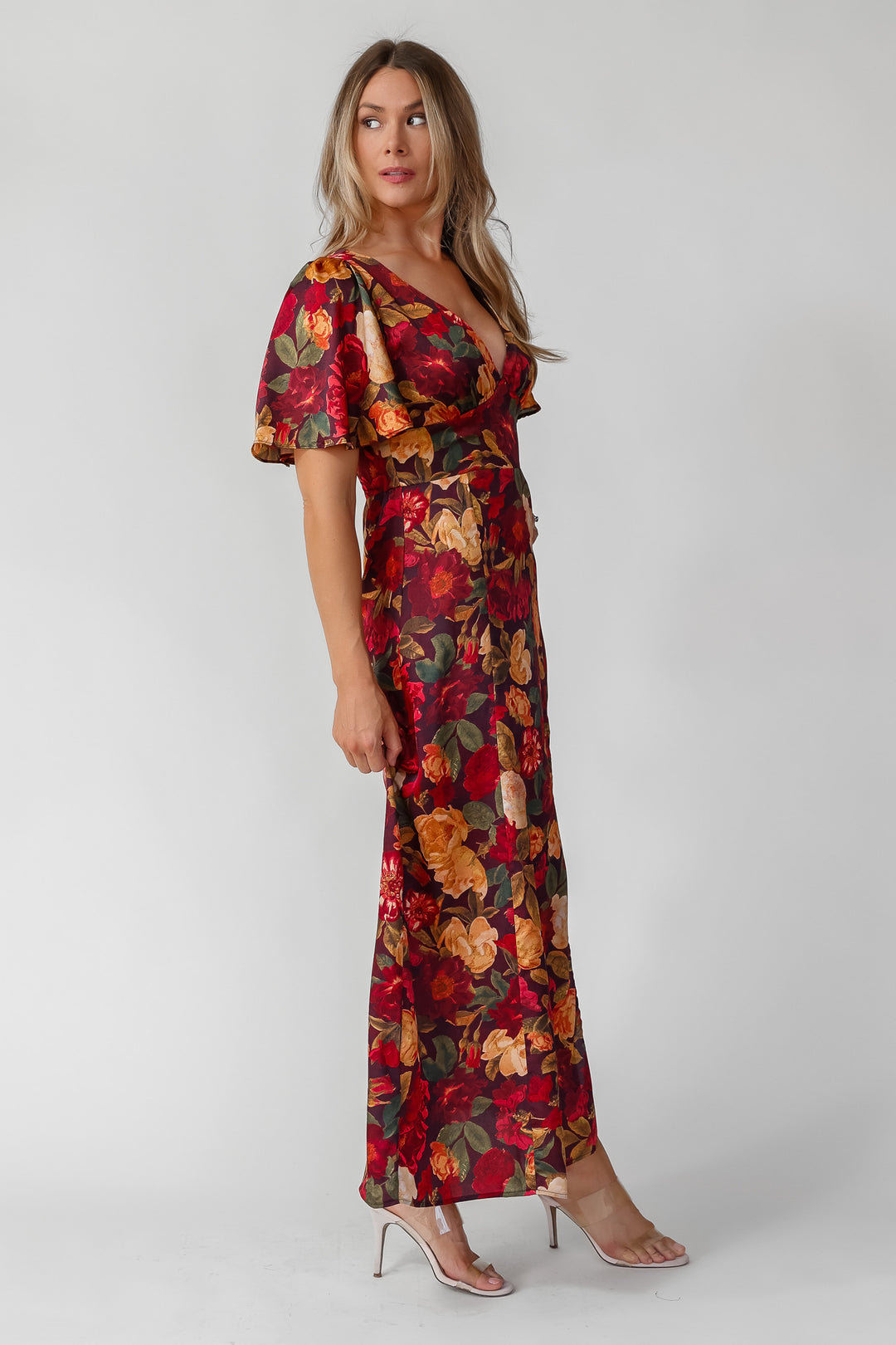 Birdie Burgundy Floral Maxi Dress - Final Sale