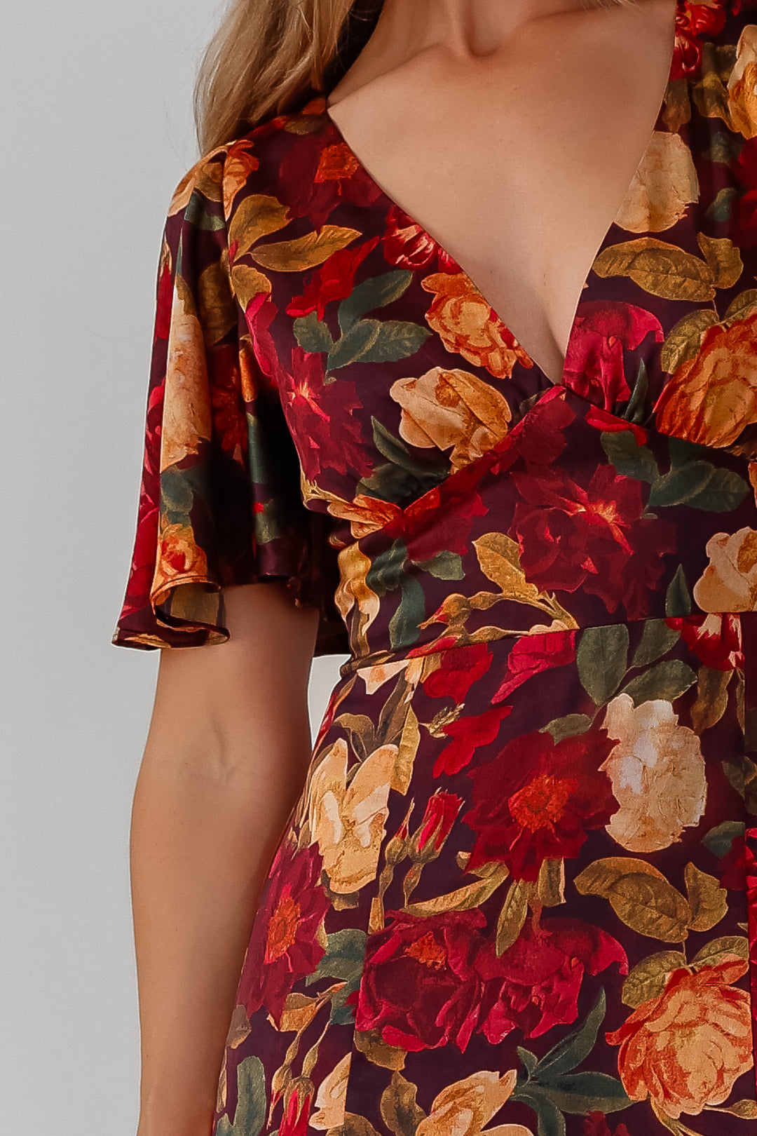 Birdie Burgundy Floral Maxi Dress - Final Sale