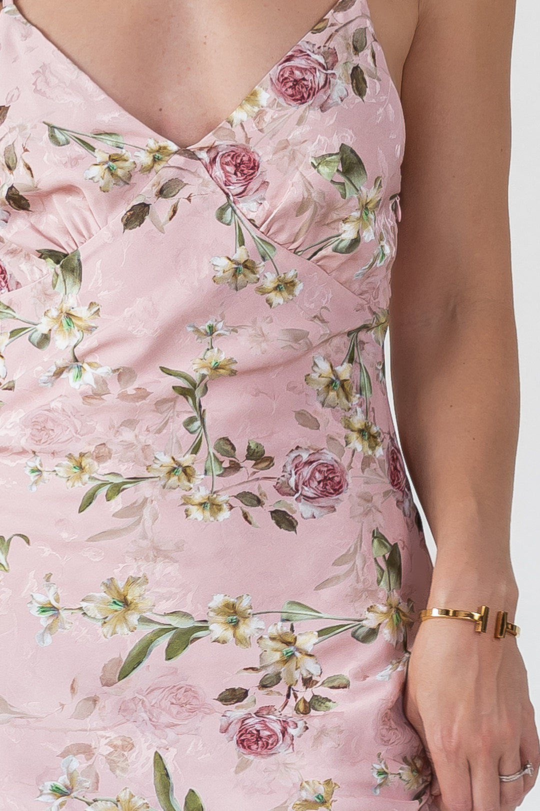 Blush Floral Flutter Strap Maxi Dress