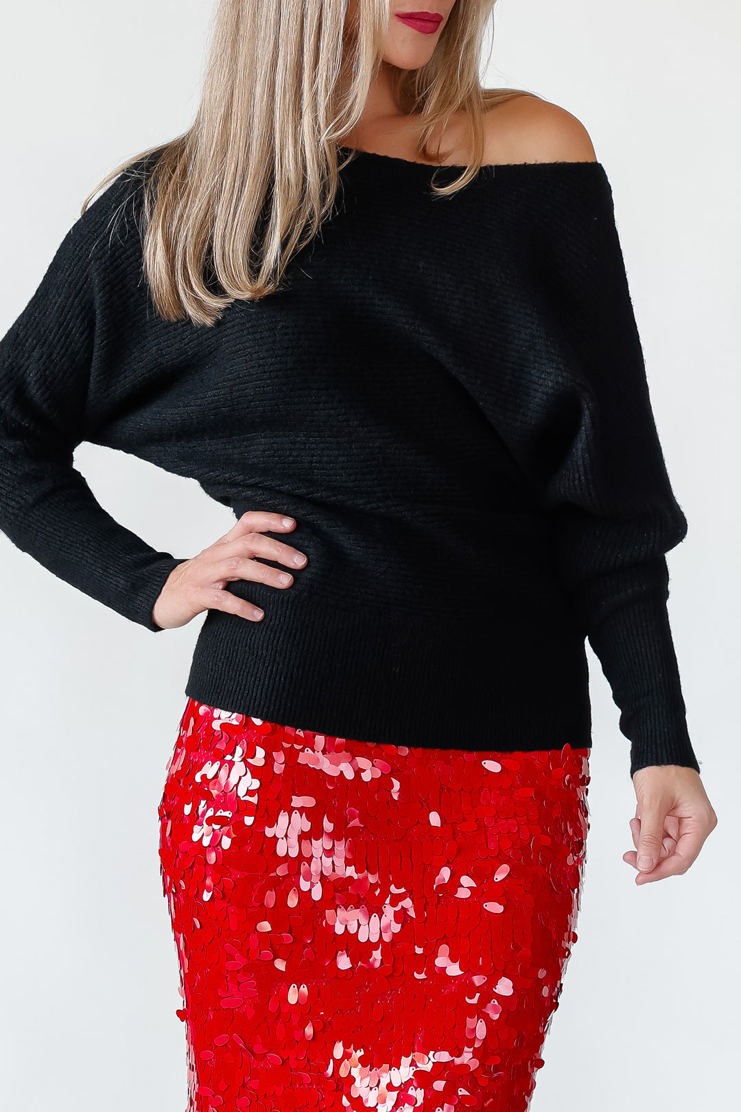 Brandie Black Rib Knit Sweater - Final Sale