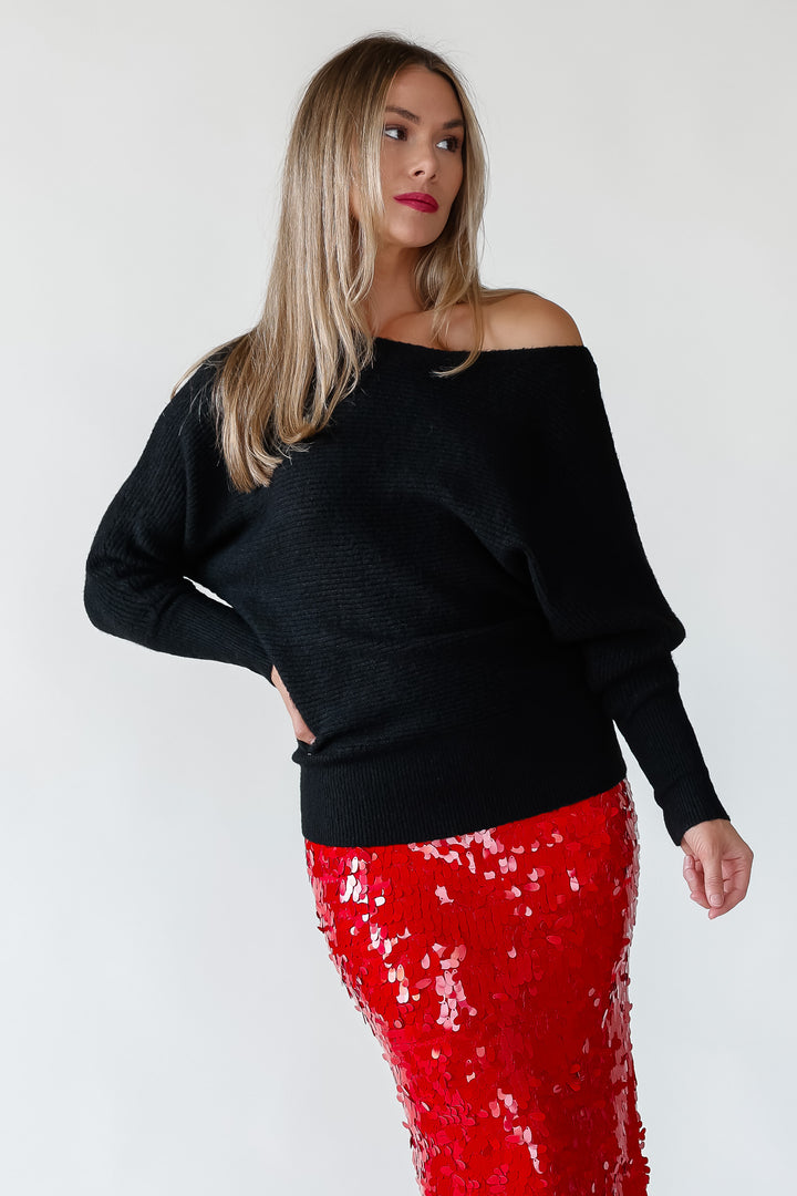 Brandie Black Rib Knit Sweater - Final Sale