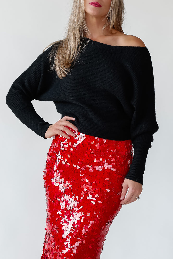 Brandie Black Rib Knit Sweater