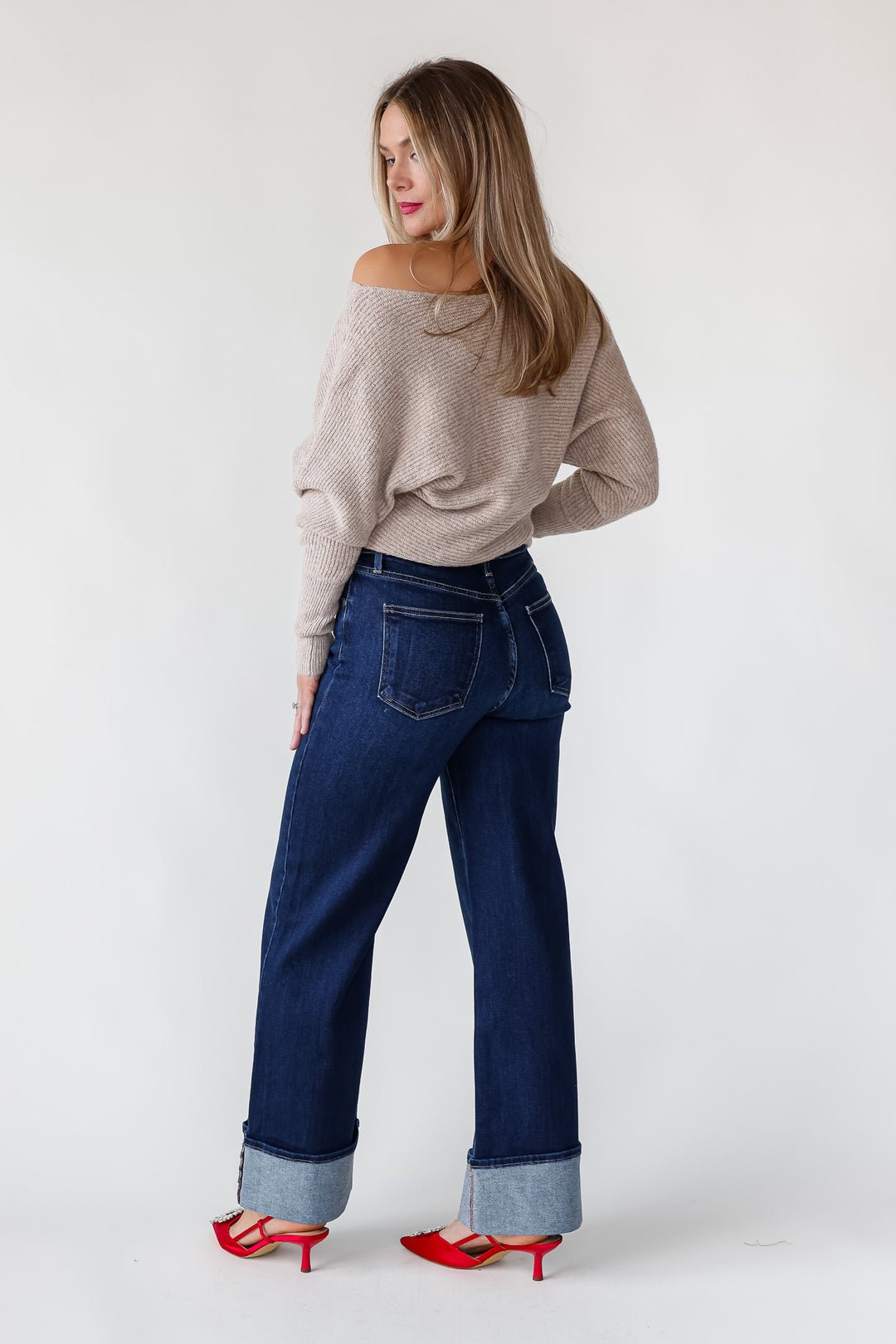 Brandie Oatmeal Rib Knit Sweater