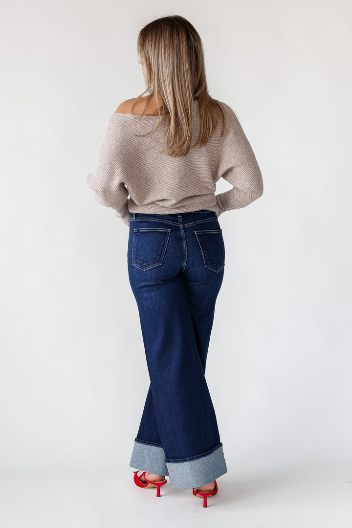 Brandie Oatmeal Rib Knit Sweater