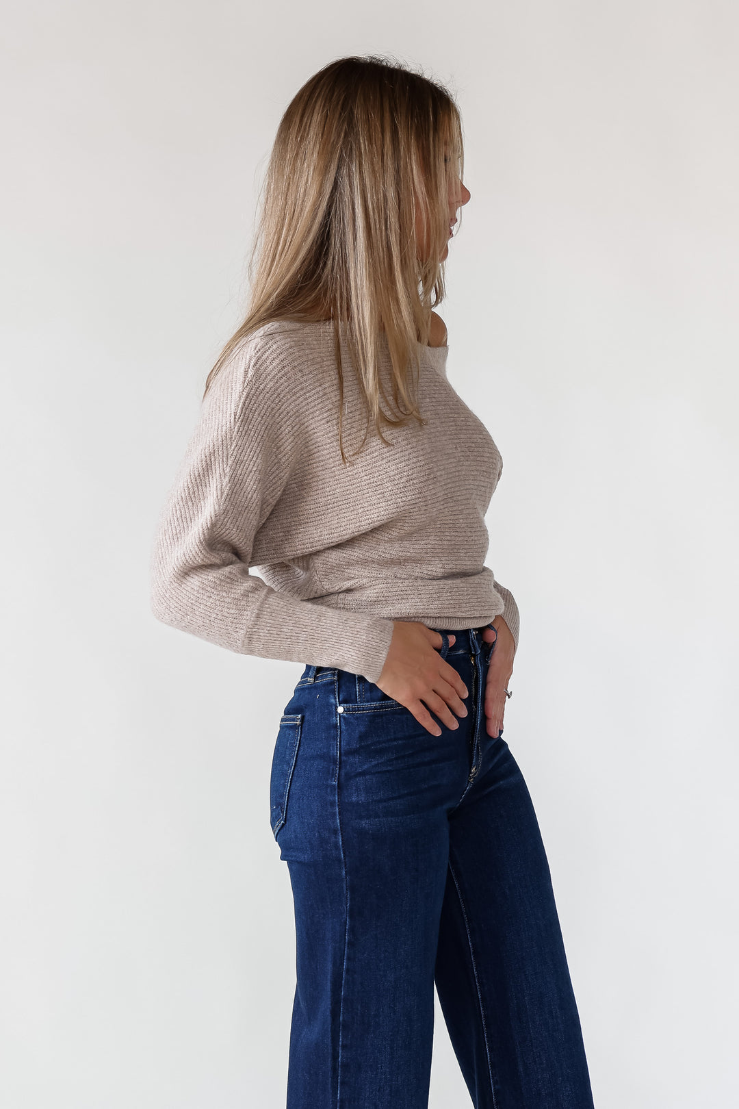 Brandie Oatmeal Rib Knit Sweater - Final Sale