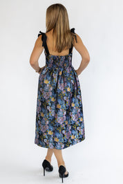 Breanna Navy Floral Jacquard Midi Dress