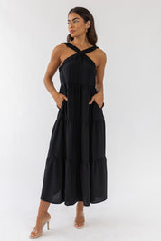 Brenna Black Halter Maxi Dress