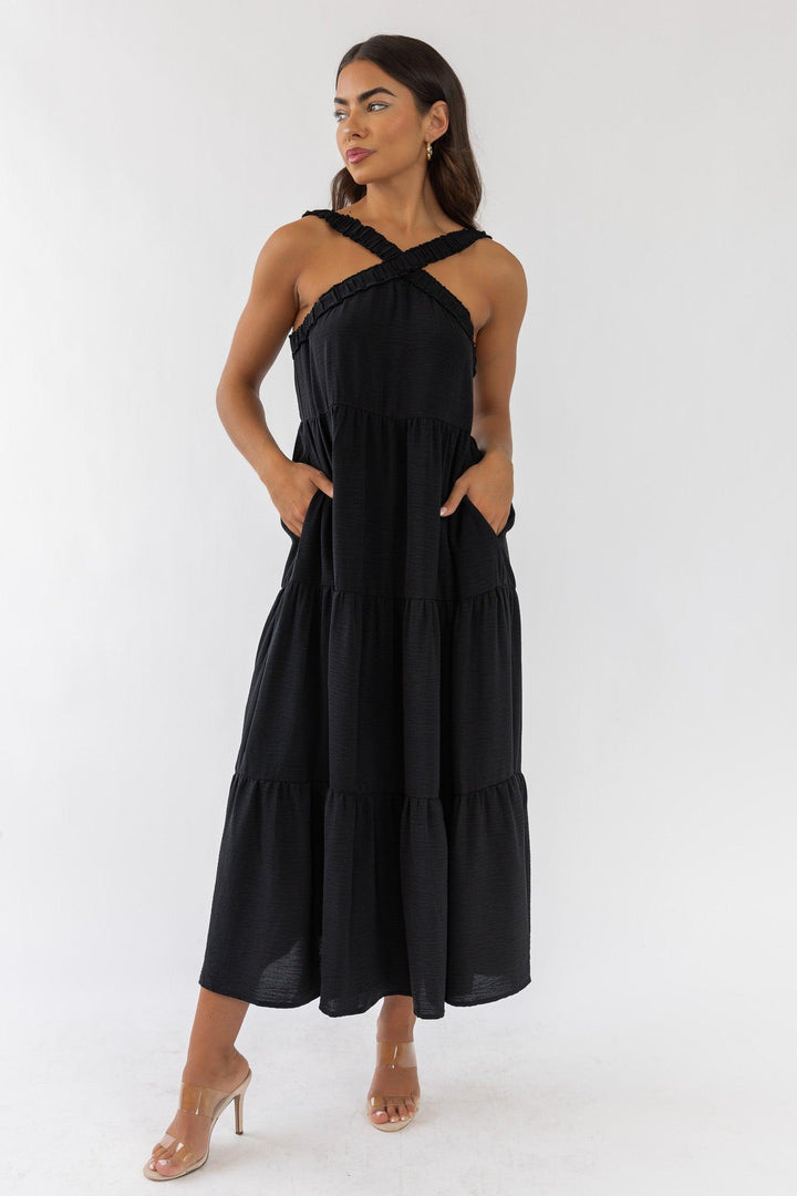 Brenna Black Halter Maxi Dress - Final Sale