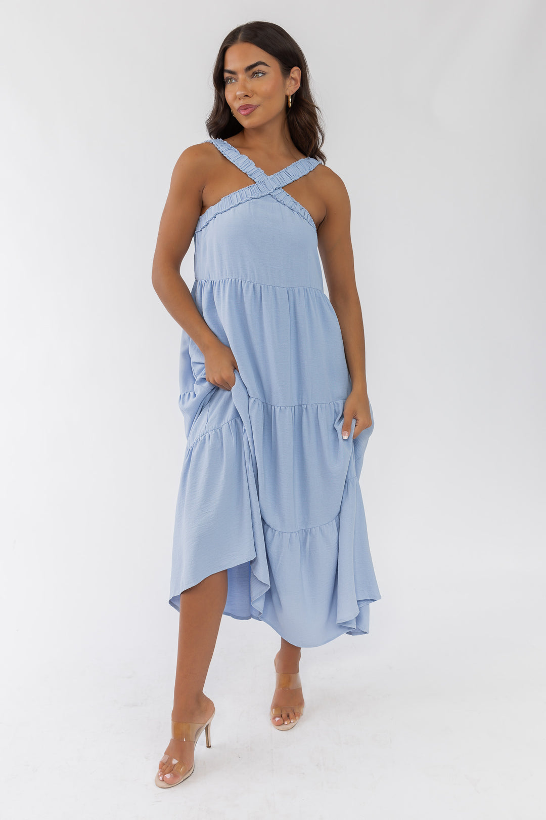 Brenna Blue Halter Maxi Dress