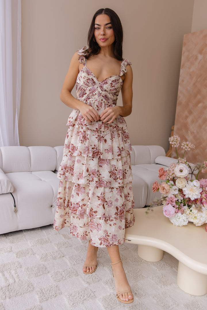 Bria Mauve Floral Print Dress