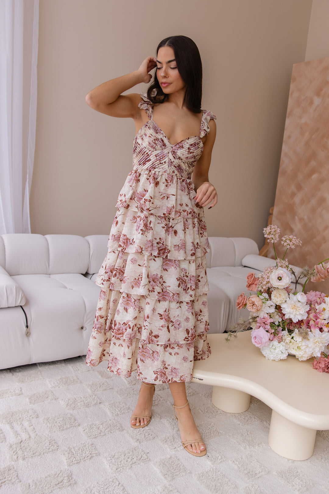 Bria Mauve Floral Print Dress