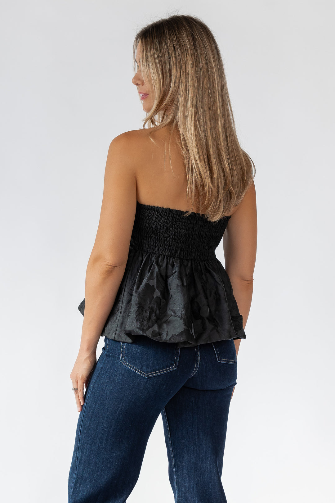 Bryn Black Sweetheart Bow Strapless Top - Final Sale