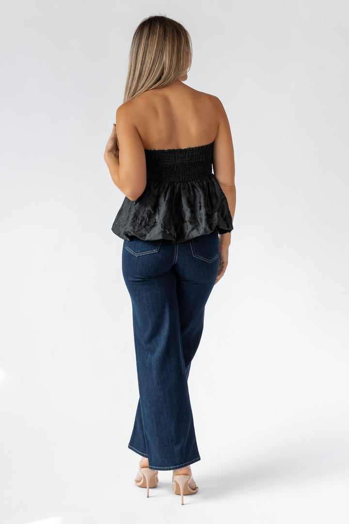 Bryn Black Sweetheart Bow Strapless Top - Final Sale