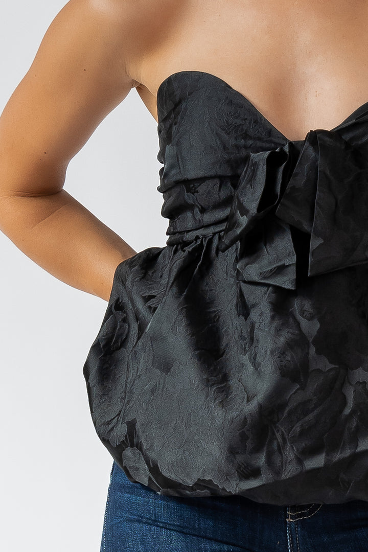 Bryn Black Sweetheart Bow Strapless Top - Final Sale