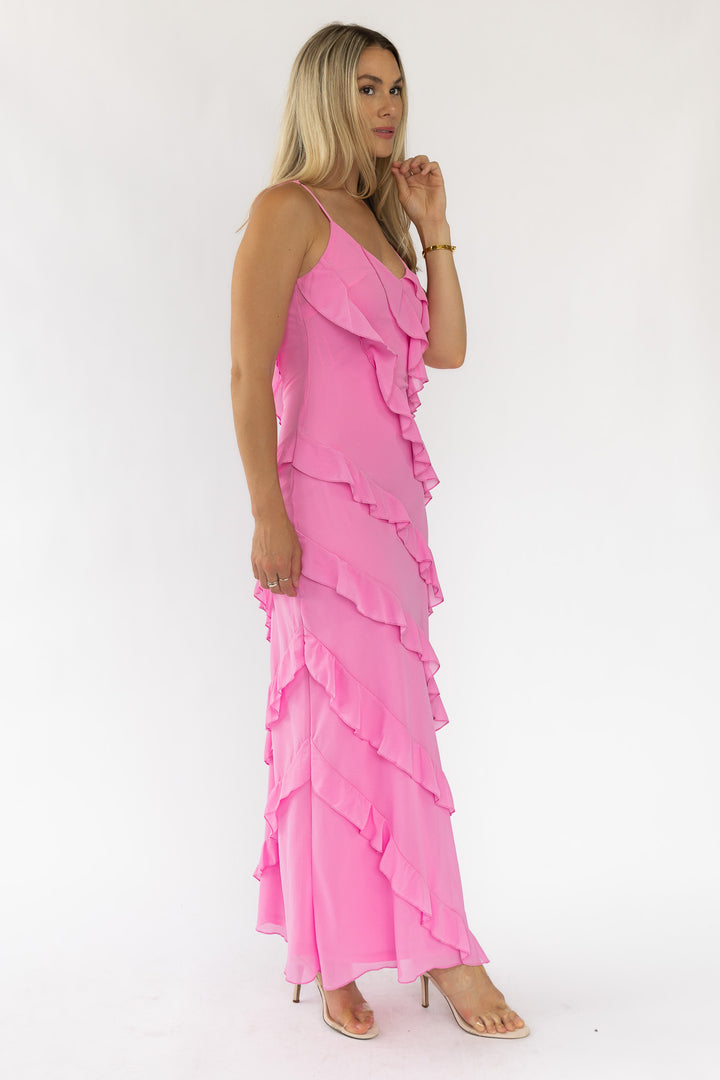 Caelyn Pink Tiered Maxi Dress
