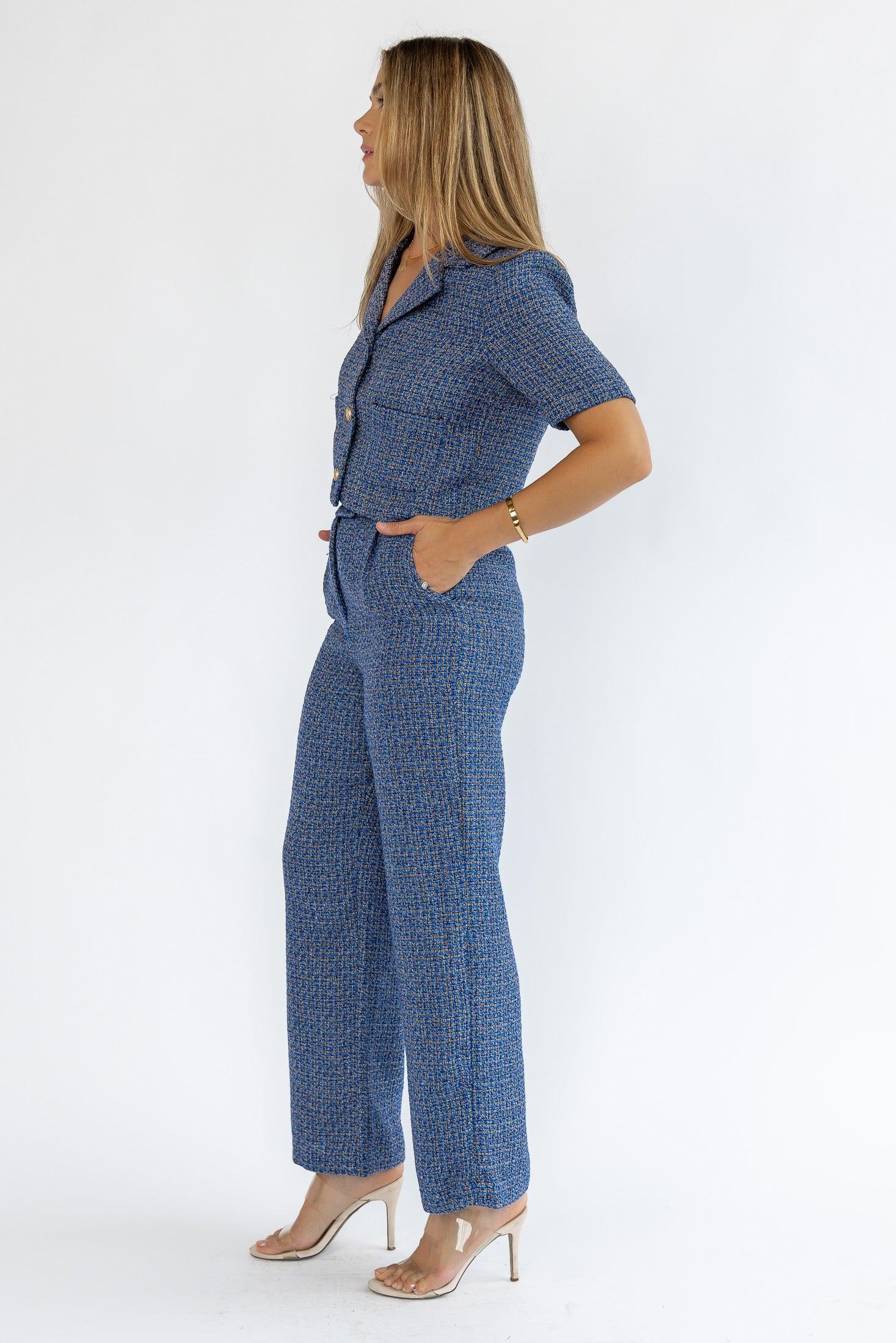 Calista Blue Tweed Set