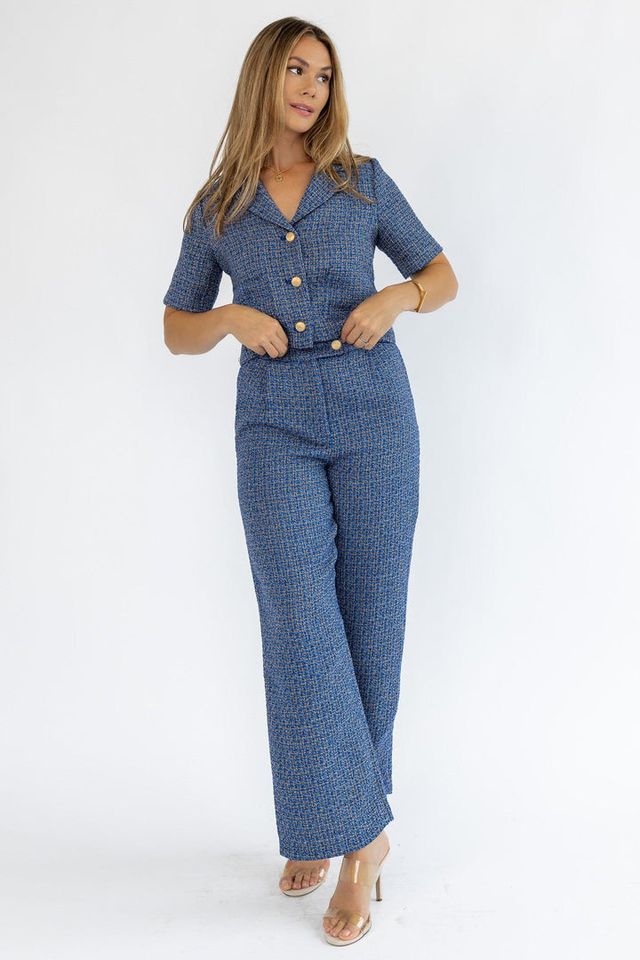 Calista Blue Tweed Set - Final Sale