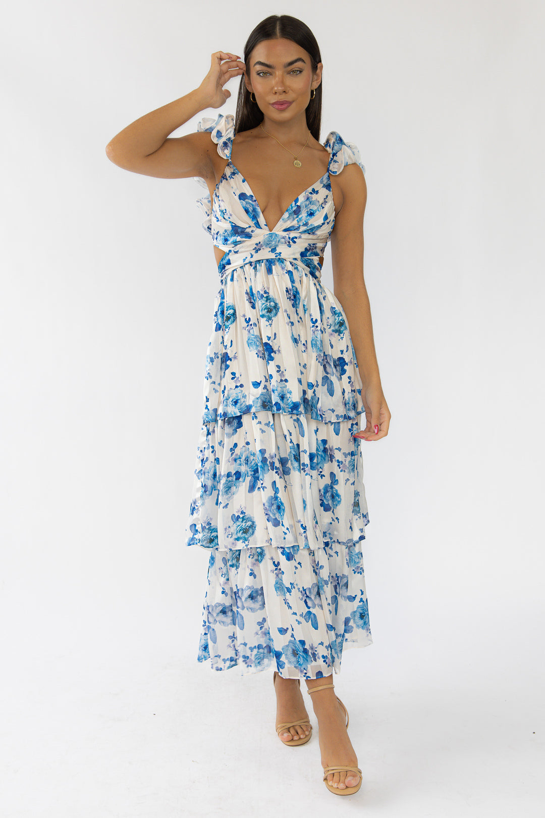 Carmen Blue Floral Maxi Dress