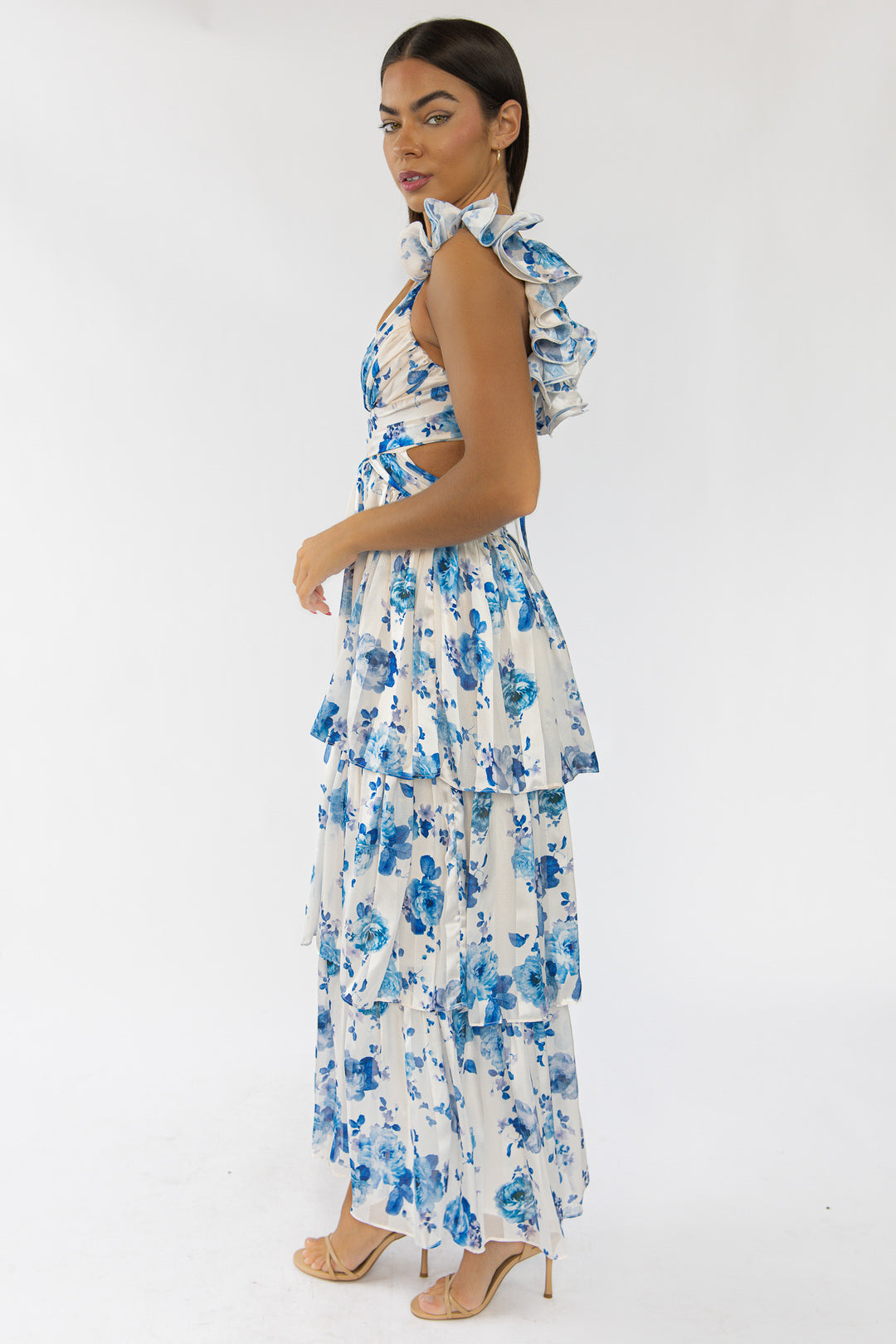 Carmen Blue Floral Maxi Dress