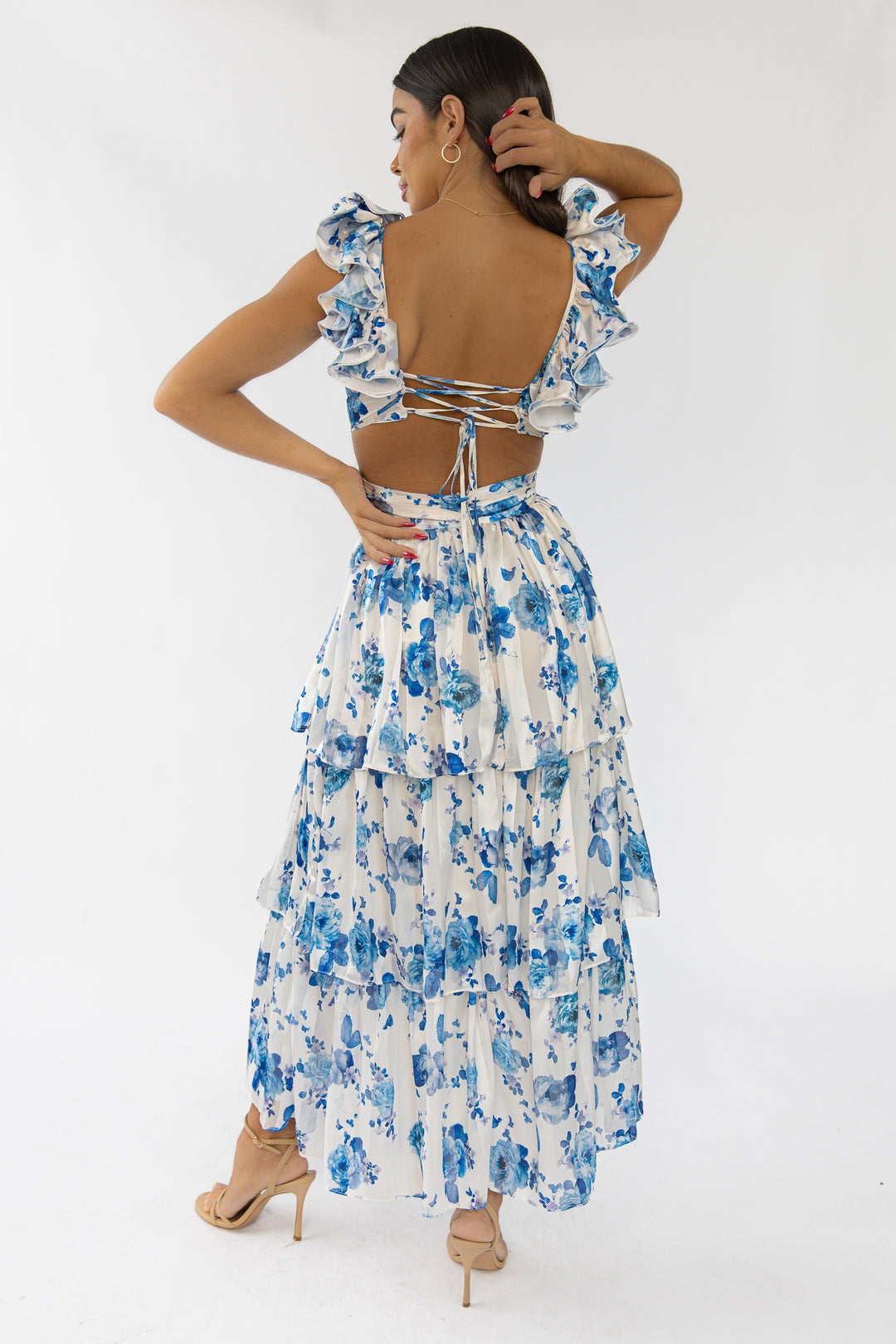 Carmen Blue Floral Maxi Dress