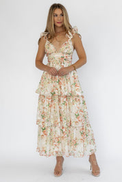 Carmen Cream Floral Maxi Dress