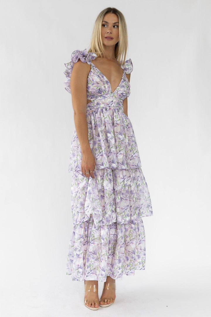 Carmen Purple Floral Maxi Dress - Final Sale