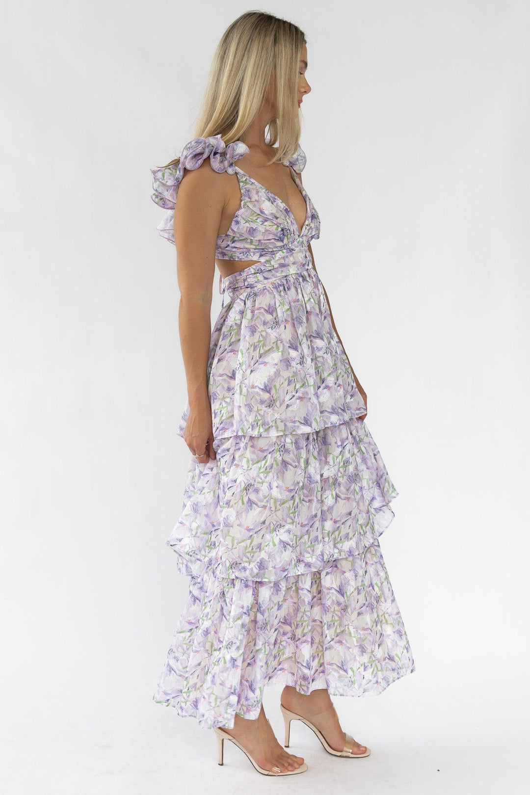 Carmen Purple Floral Maxi Dress - Final Sale