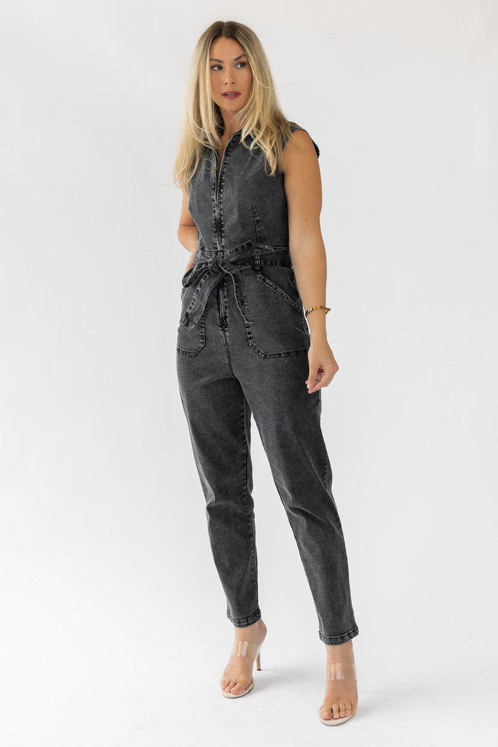 Corrine Black Cap Sleeve Jumpsuit