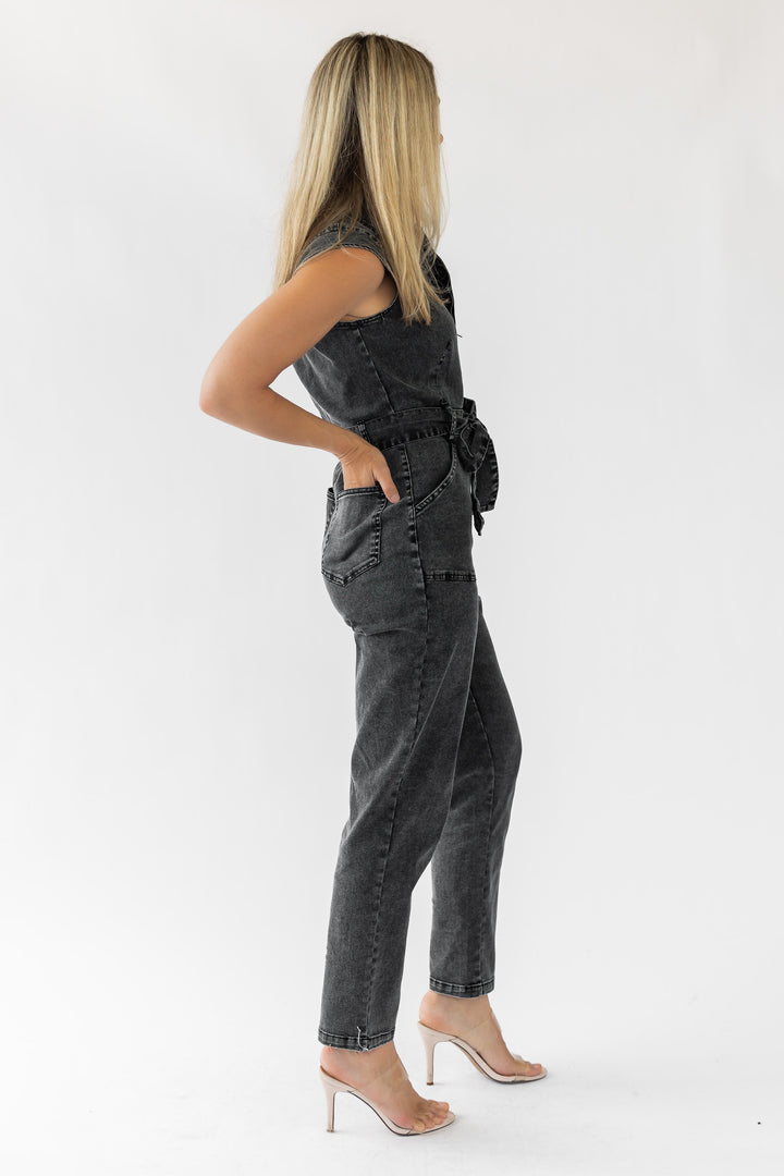 Corrine Black Cap Sleeve Jumpsuit