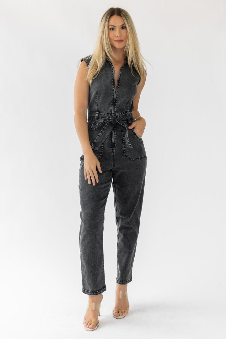 Corrine Black Cap Sleeve Jumpsuit