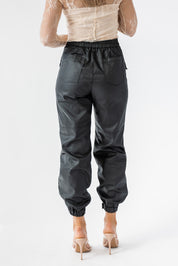 Dane Black Coated Cargo Pants