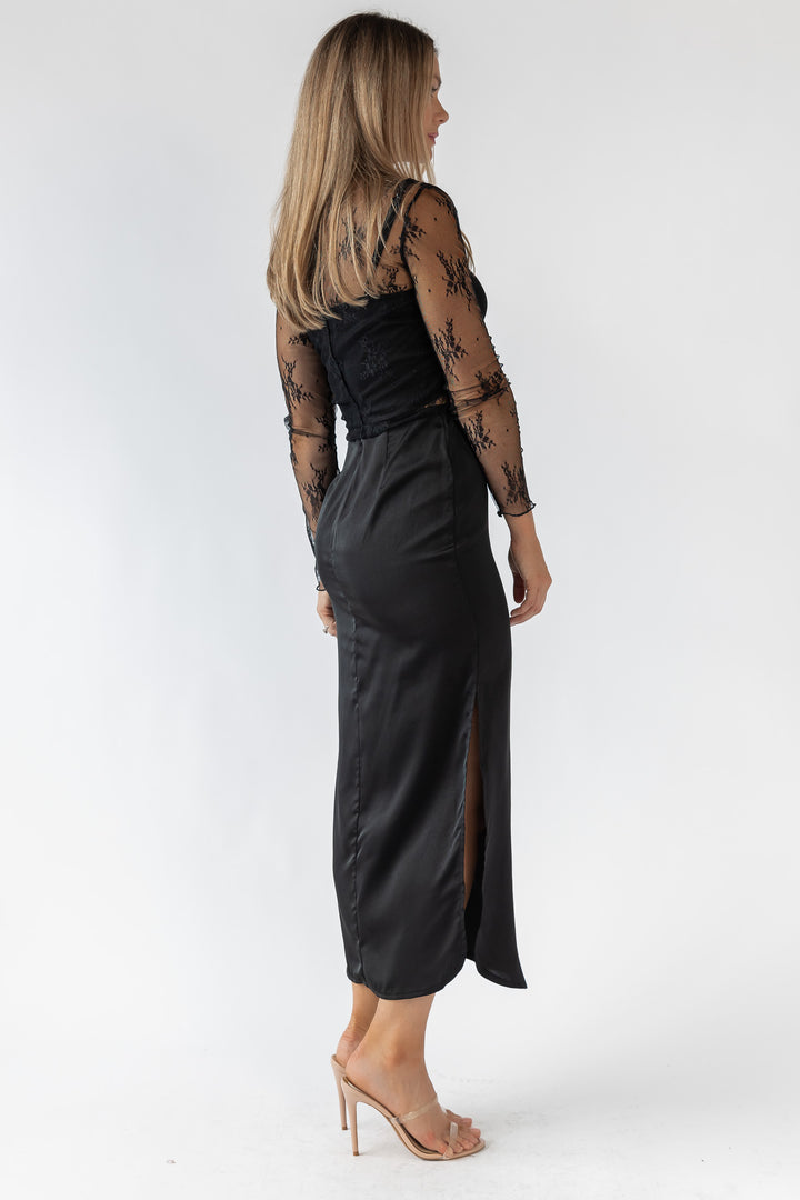 Dayton Black Satin Maxi Skirt - Final Sale