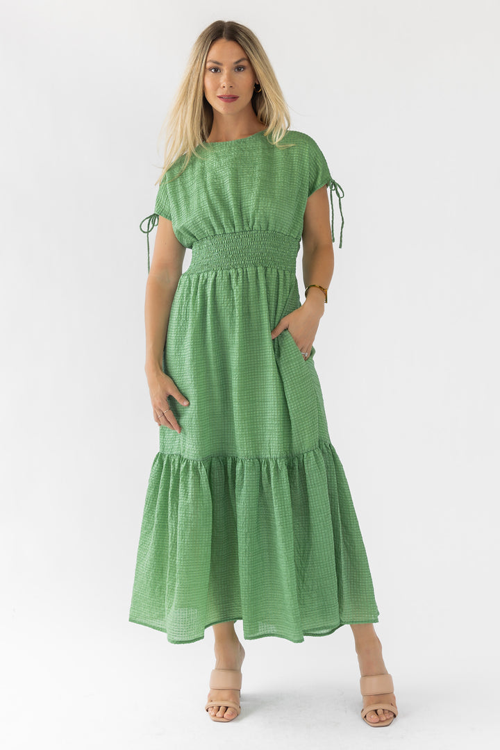 Delia Green Textured Maxi Dress