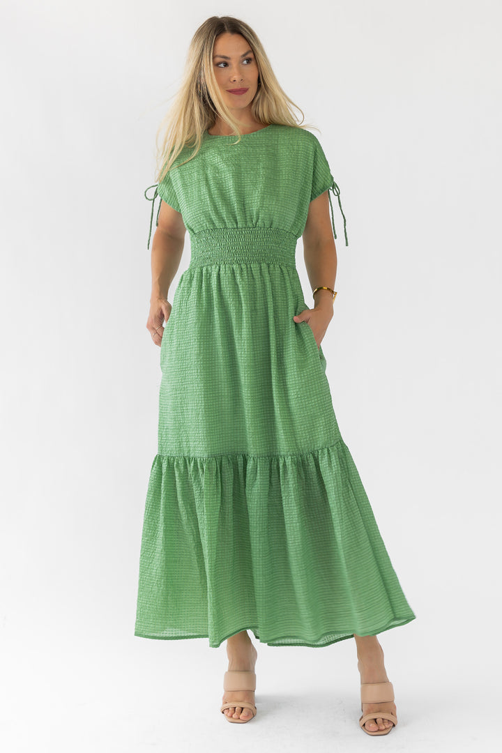 Delia Green Textured Maxi Dress