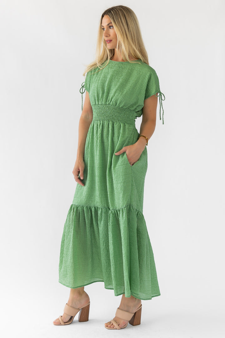 Delia Green Textured Maxi Dress