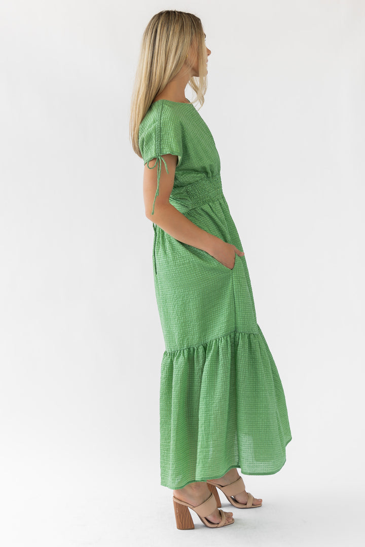 Delia Green Textured Maxi Dress