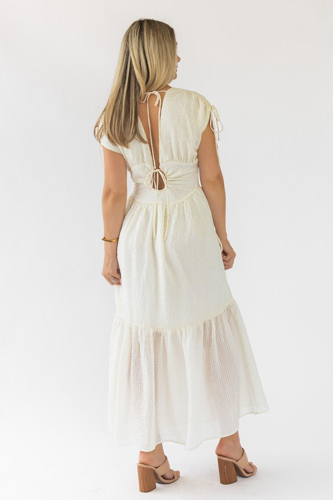 Delia Ivory Textured Maxi Dress - Final Sale